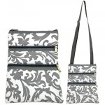 180866 - GRAY LEAF DESIGN CROSSBODY BAG W/POCKET